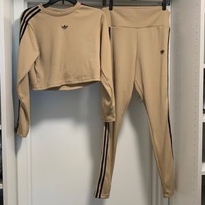 Adidas crop top matching attire